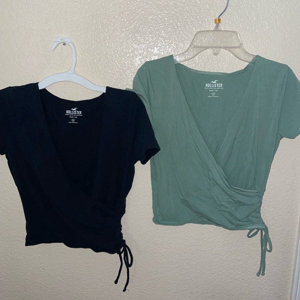 Womens wrap crop v-neck tshirt